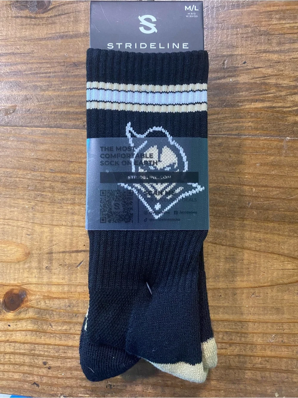 ICF Knights Men's Black & Cream Crew Socks Size M/L